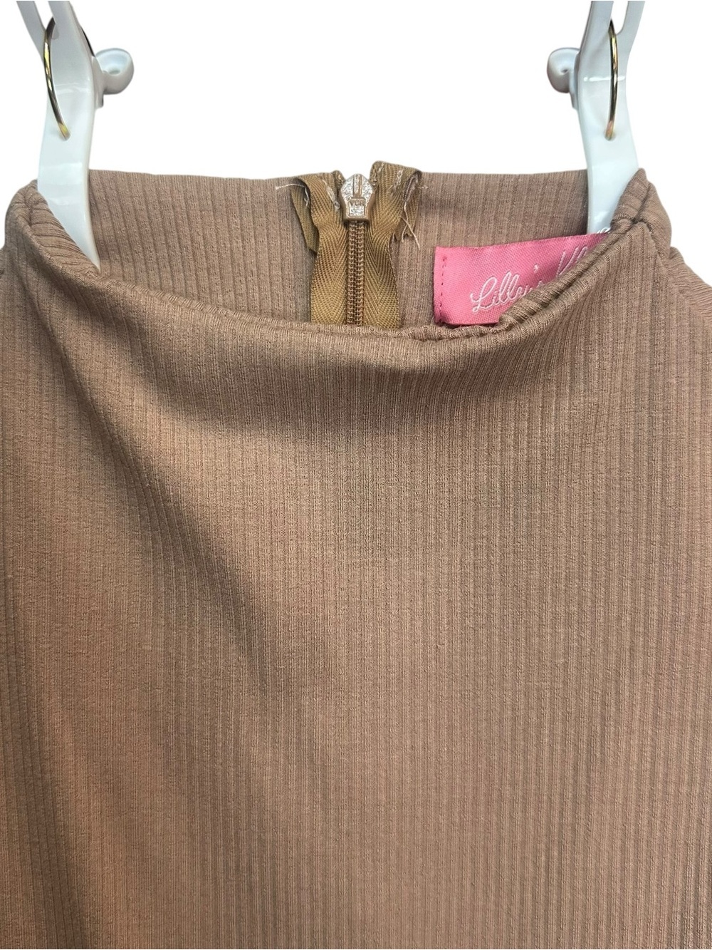 Lilly’s Kloset Brown Ribbed Mock Neck Sleeveless Jumpsuit Catsuit L NWT - Picture 5 of 10
